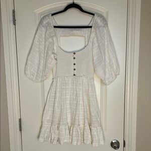 Free People White Puff Sleeve Dress